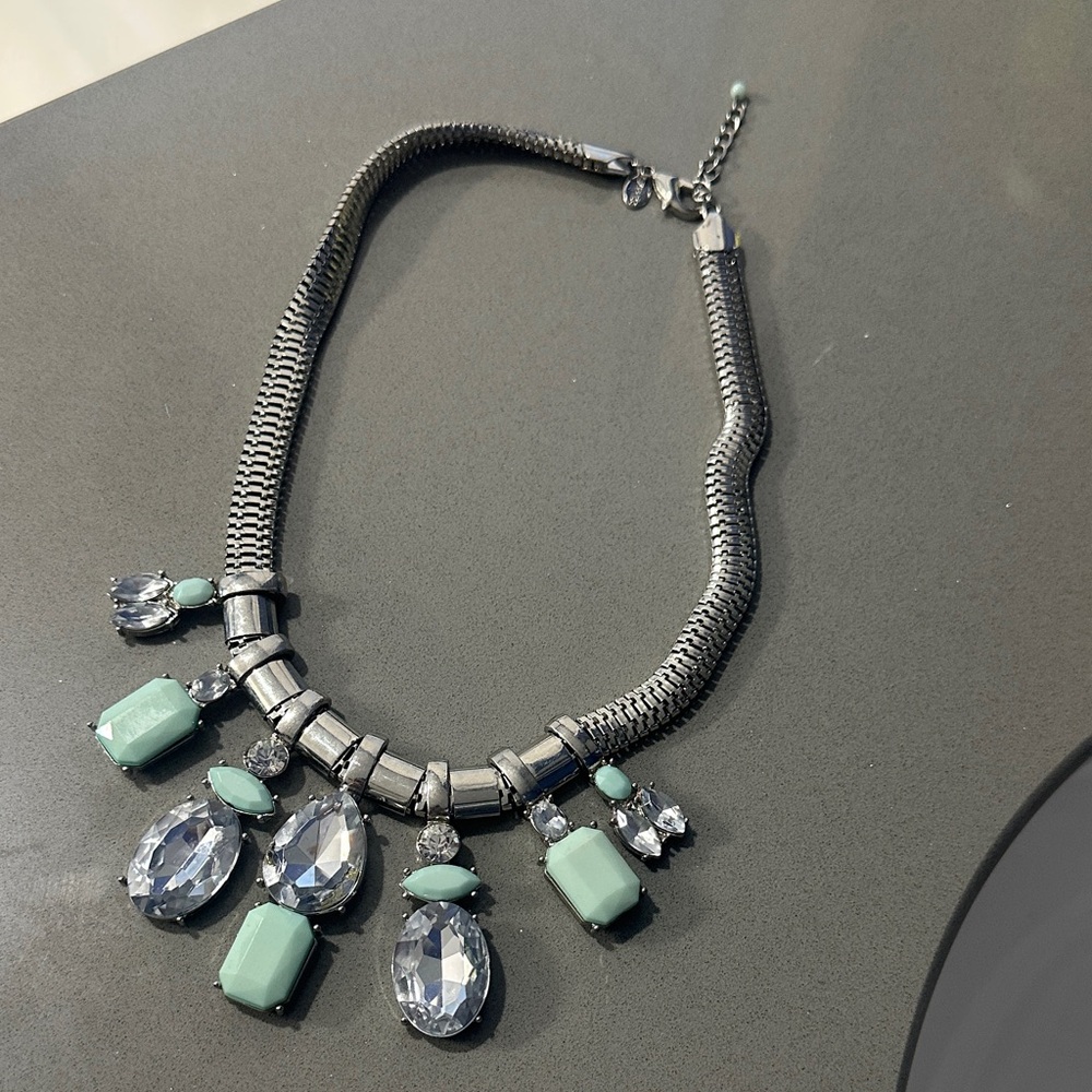 Express Silver and Mint Necklace